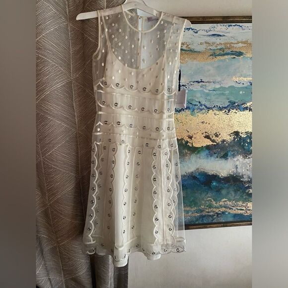 Red Valentino Ivory  tulle dress and silver studs size 38 US 4 - Picture 12 of 16